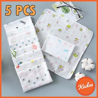 KUDOSTH (5 pcs) ผ้าเช็ดหน้า ผ้าฝ้าย 100 % ลายการ์ตูน สำหรับเด็กทารก ผ้าสาลู2ชั้น พร้อมส่ง