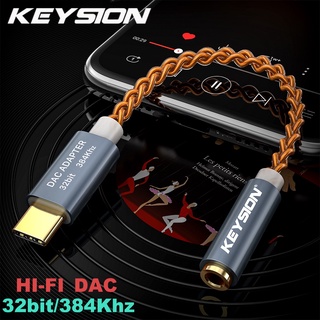 Keysion อะแดปเตอร์แปลงเสียงหูฟัง HIFI DAC USB Type C เป็นแจ็คหูฟัง 3.5 มม. 32bit 384kHz ดิจิทัล AUX