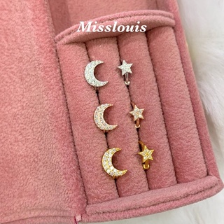 ต่างหูห่วงเงินแท้ ดาวพระจันทร์🌙⭐️✨รุ่นขายดี มี3สี