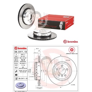 09 C411 13 จานเบรค ล้อ R (ยี่ห้อ BREMBO) รุ่น HC UV Com BMW ซีรี่ส์ 5 F10 /18/11 ปี2011-&gt;