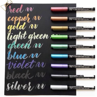 Zig fudebiyori metallic brush pen I ปากกาหัวพู่กันสีเมทัลลิค