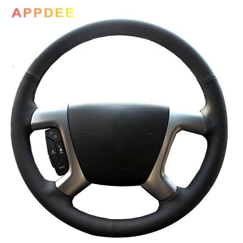 ปลอกหนังหุ้มพวงมาลัยรถยนต์ สีดํา สําหรับ Chevrolet Captiva 2007-2014 Silverado GMC Sierra 2007-2013