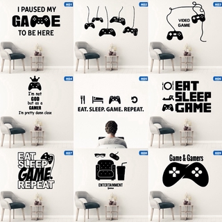 สติกเกอร์โปสเตอร์ไวนิล ลายเกม Eat Sleep Game Repeat Play Game สําหรับติดตกแต่งผนังบ้าน