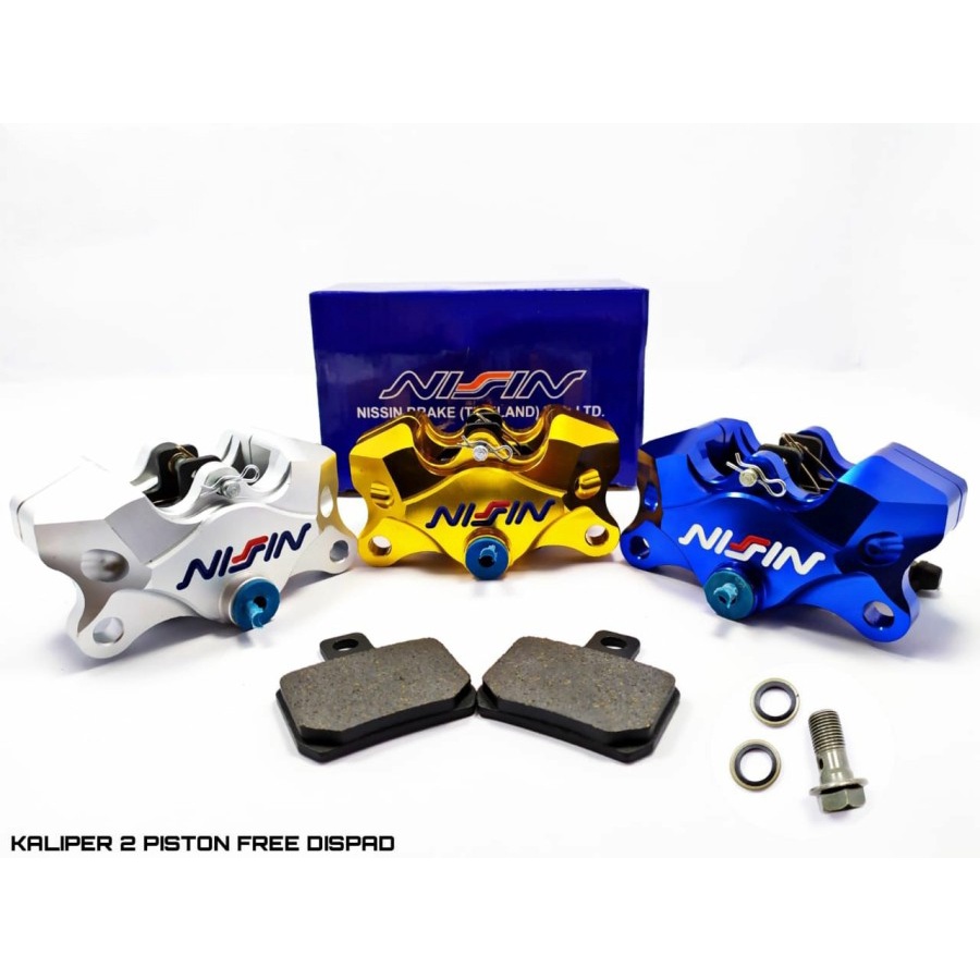 Nissin 2 Piston Caliper + 2 หัวหมูลูกสูบรถจักรยานยนต์ Caliper Dispad