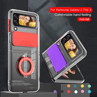 Zflip3 เคสป้องกันกล้องแบบดึงพร้อมแหวนสําหรับ Samsung Galaxy Z Flip3 Flip 3 5 กรัม