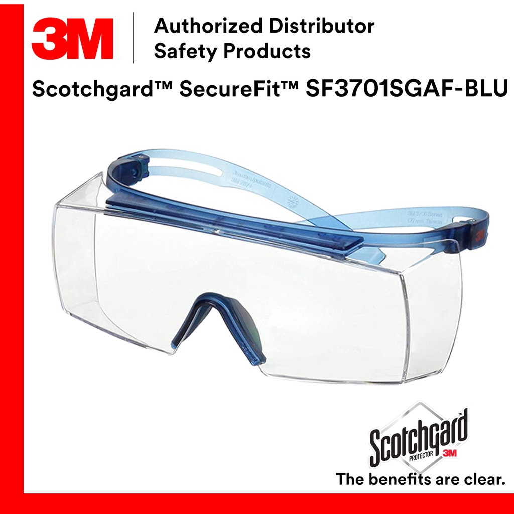 3M SecureFit SF3701ASGAF-BLU เลนส์ใส/SF3707ASGAF-BLU /3M 3701 /3M SF3701 /แว่นตาเกิน/ScotkardTM เคลื