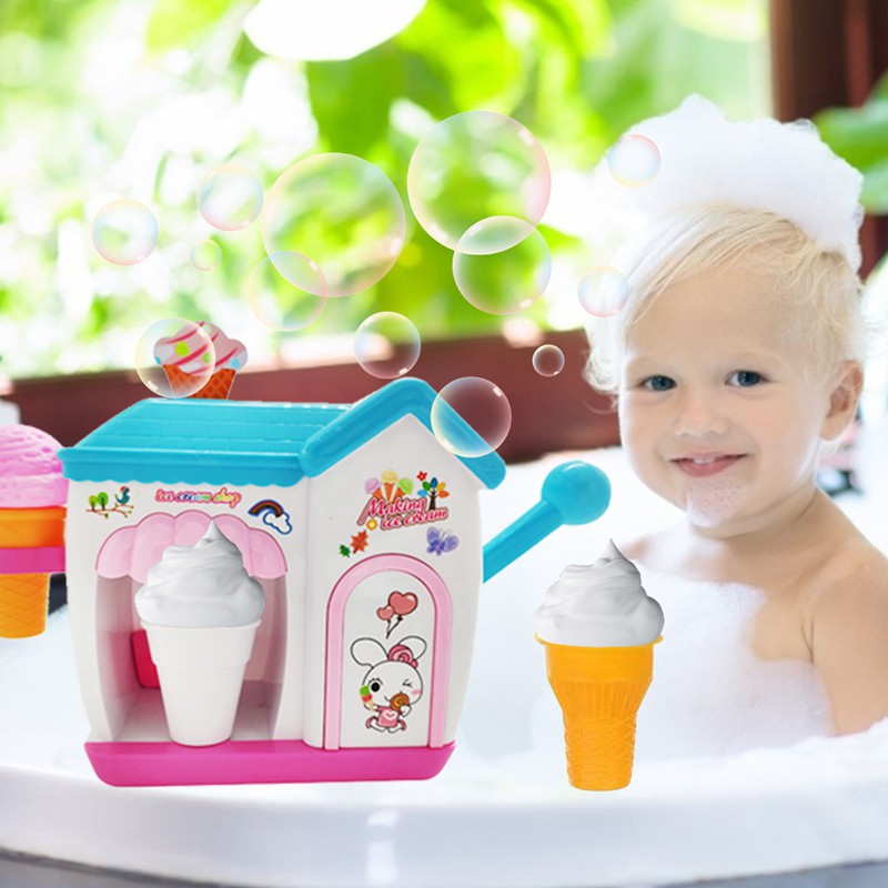 Kids Bathroom Foaming Ice Cream Bubble Machine Bathtub Toy Children