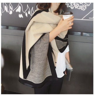 ผ้าพันคอผ้าคลุมไหล่ผ้าขนสัตว์สไตล์เกาหลี Cashmere scarf ผ้าพันคอ ผ้ากันหนาว ผ้าคลุมไหล่ แคชเมียร์ สีพื้น บาง