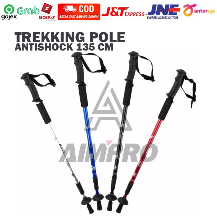 Trekking Pole Antishock 135 cm Alloy - Climbing Stick - Mountain Stick - Tracking Pole