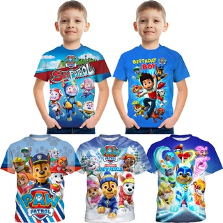 Paw PATROL เสื้อยืดคอกลม แขนสั้น พิมพ์ลายการ์ตูนน่ารัก 3D ใส่สบาย แฟชั่นฤดูร้อน สําหรับเด็ก 3-13 ปี