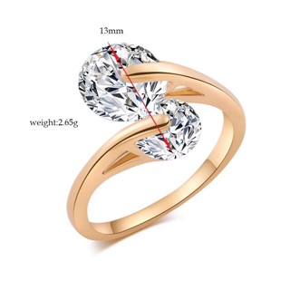 แหวน 18 k Rose Gold &amp; เพชร CZ คู่สุดสวยเรียบหรู