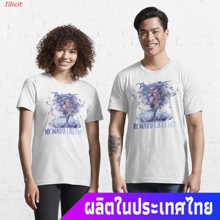 Illicit เสื้อยืดลำลอง genshin impact Mona waifu Essential T-Shirt Mens Womens T-shirts