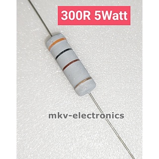 (5ตัว) 300R  300โอห์ม 5Watt , 5วัตต์  Metal Oxide Film Resistor (รหัสสินค้า M02938)