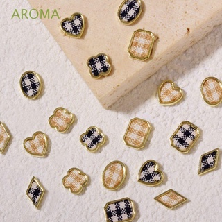 Aroma เครื่องประดับตกแต่งเล็บ พลอยเทียม โลหะ ลายหัวใจ สีขาว ดํา DIY