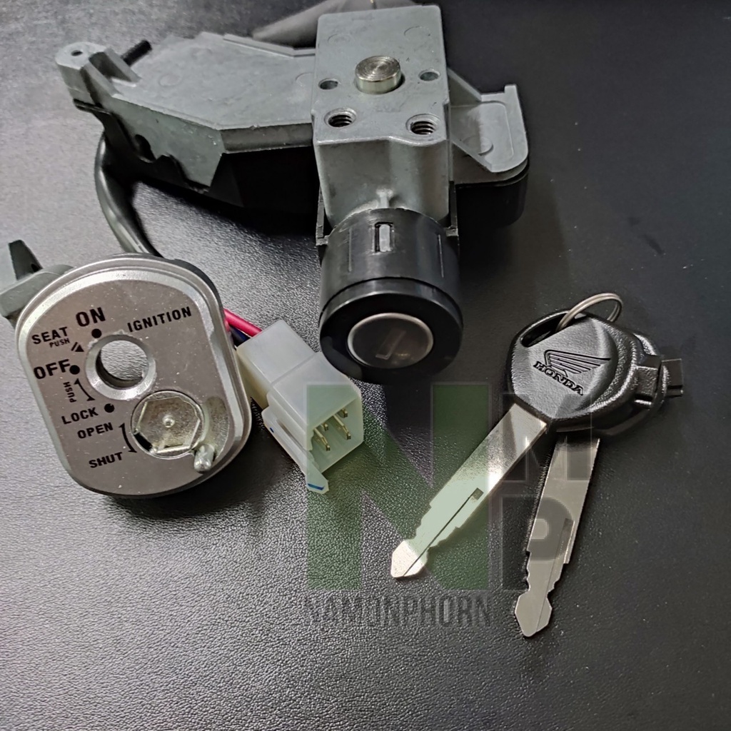 กุญแจ สวิทกุญแจ WAVE 125 I ไฟเลี้ยวบังลม โฉมปี 2005-2011 สวิทกุญแจชุดใหญ่ แท้ HONDA KEY SET  68