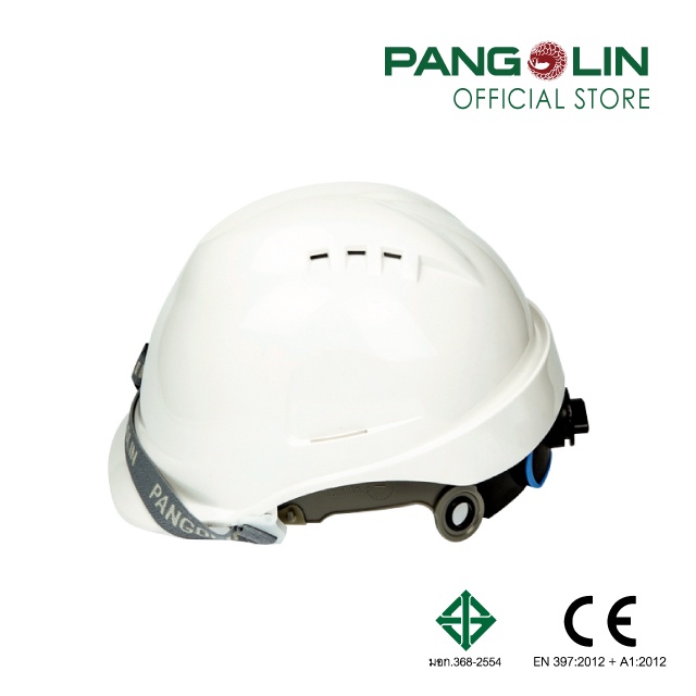 หมวกนิรภัย Pangolin มีรูระบายอากาศ รองในปรับหมุน รุ่น9002-S2 สายรัดคางยางยืด 2จุด สีขาว