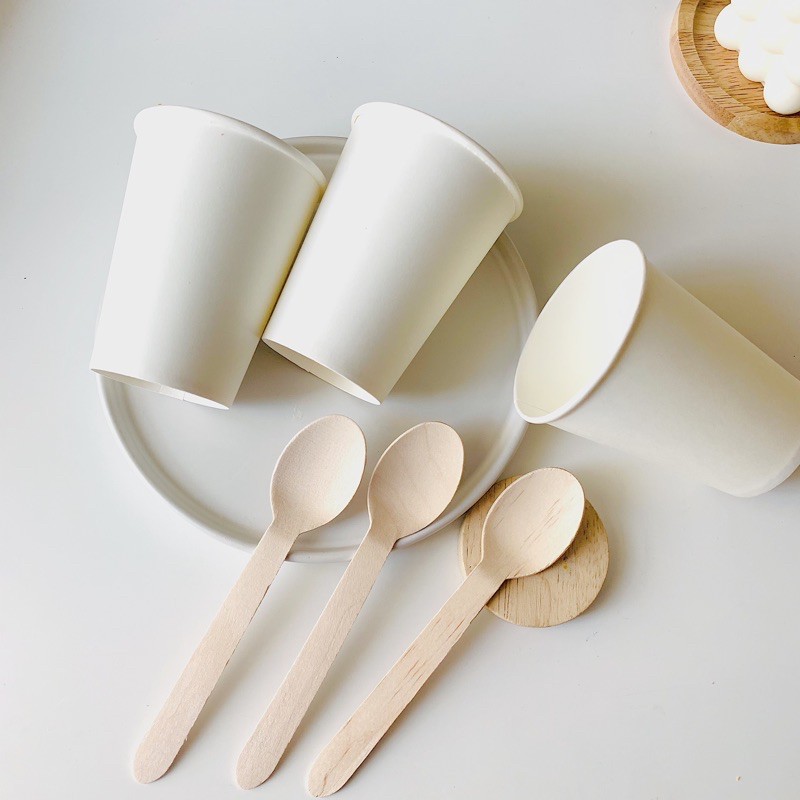 (สินค้าใหม่) พร้อมส่งถ้วยเข้าไมโครเวฟได้/ช้อนไม้สำหรับผสมเทียน8 oz/4oz