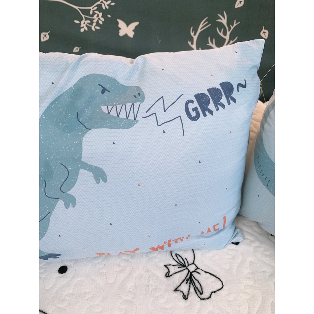หมอนเด็ก Fun Dinosaur นําเข้าผ้าฝ้ายเมล็ดพืชคุณภาพสูง 100% - มีซิป