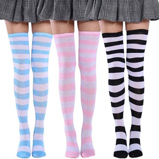 Women Over Knee Socks Striped Stockings Christmas Socks Girls Sexy Rainbow Long Socks Meias Lolita Thigh High Socks Cosplay