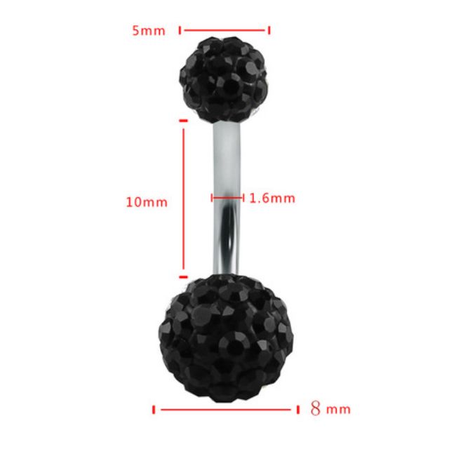 BELFIMOCZ จิวสะดือ  ก้าน 1.6 เพชรCZ 5/8 mm. ราคา 1ชิ้น - รูปที่ 2