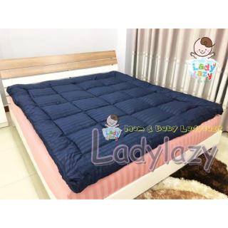 Ladylazy Topper ที่นอน เบาะรองที่นอน แผ่นรองเตียงนอน เพื่อสุขภาพ ขนเป็ด นุ่ม (Bed Topper ) ขนาด 5 ฟุต( 150x200 cm) ลายริ