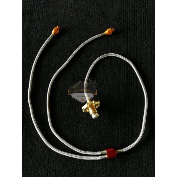 สายถักสแตนเลส 1 ออก 2 ตัว Y ใช้ต่อกับถัง 15 กิโล เข้าเตาหรือตะเกียงซาลาเปา สำหรับแคมป์ปิ้ง