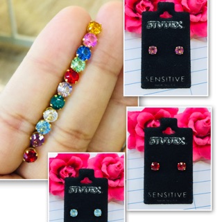 ✅ต่างหูพลอยประจำราศีเกิด 12 ราศี สำหรับผู้แพ้ง่าย earring for sensitive made in USA วัสดุสแตนเลสแท้เกรดเครื่องมือแพทย์