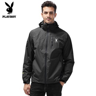 Playboy เสื้อแจ็กเก็ตกันฝน น้ําหนักเบา สําหรับผู้ชาย เดินป่า กลางแจ้ง