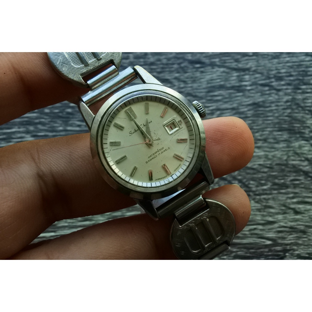 นาฬิกา Vintage มือสองญี่ปุ่น SEIKO CHRONOS 21J ระบบ AUTOMATIC ผู้หญิง ทรงกลม กรอบเงิน หน้าเงิน หน้าปัด 29mm