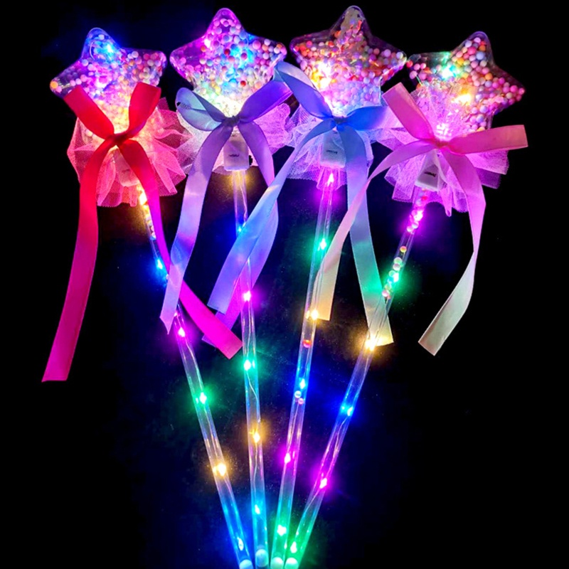 ✿ Glow Magic Wand Princess Stick Queen Scepter สําหรับเด็กวัยหัดเดินสาวกลางแจ้งฤดูร้อนสําหรับเล่นปาร