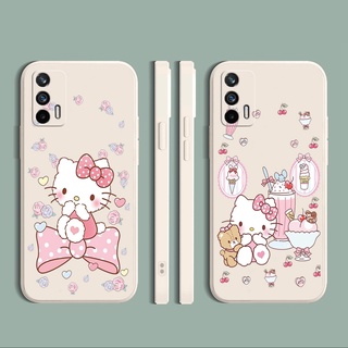 เคสโทรศัพท์มือถือซิลิโคนลาย Hello Kitty ทรงสี่เหลี่ยมสําหรับ Oppo A16 A94 A53 A15/A15S A12 Ax7 A53 A52 A72 A92 A74 A54 5G