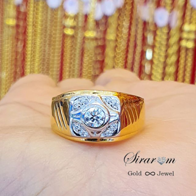 แหวนเพชรแท้ แหวนผู้ชายงานทองแท้90% มีใบรับประกันทางร้านทุกชิ้น