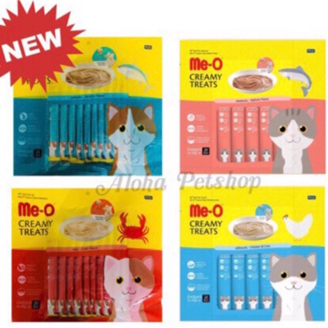 ครบรสแล้วนะคะ มีโอแมวเลีย Me-O creamy treat ถูกที่สุด บรรจุ 15g*20หลอด
