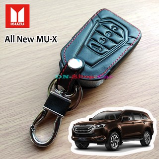 All New MU-X-2021 (สมาร์ทคีย์-4ปุ่ม) ซองหนังแท้ใส่กุญแจรีโมทรถยนต์ เคสหนัง ปลอกหนังกุญแจ (1ชิ้น)