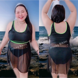 บิกินีสาวอวบแต่งซีทรูยาวคลุมหน้าขาและสะโพก