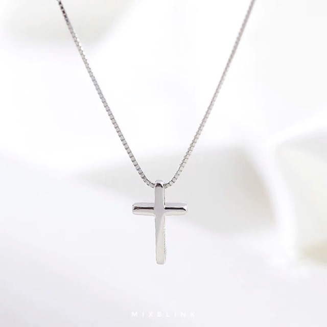 สร้อยคอ เงินแท้ 92.5% ส่งฟรี EMS ♡ รุ่น Christy ♡ - จี้ ไม้กางเขน ( #B5 )