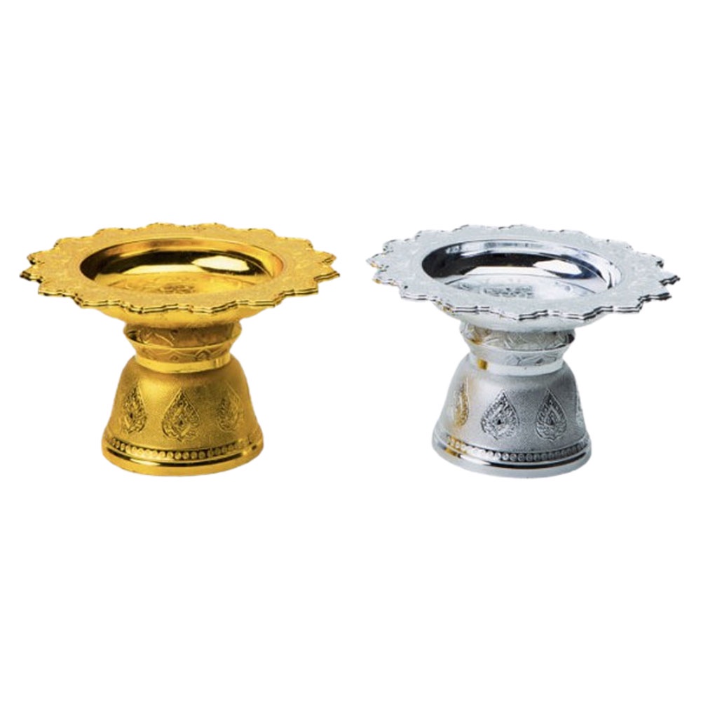 💛🤍พานโตก สีทอง-สีเงิน 5018  6 ชิ้น/12 ชิ้น พานพลาสติกชุบ ไหว้พระ (JJ DUO SHOP)