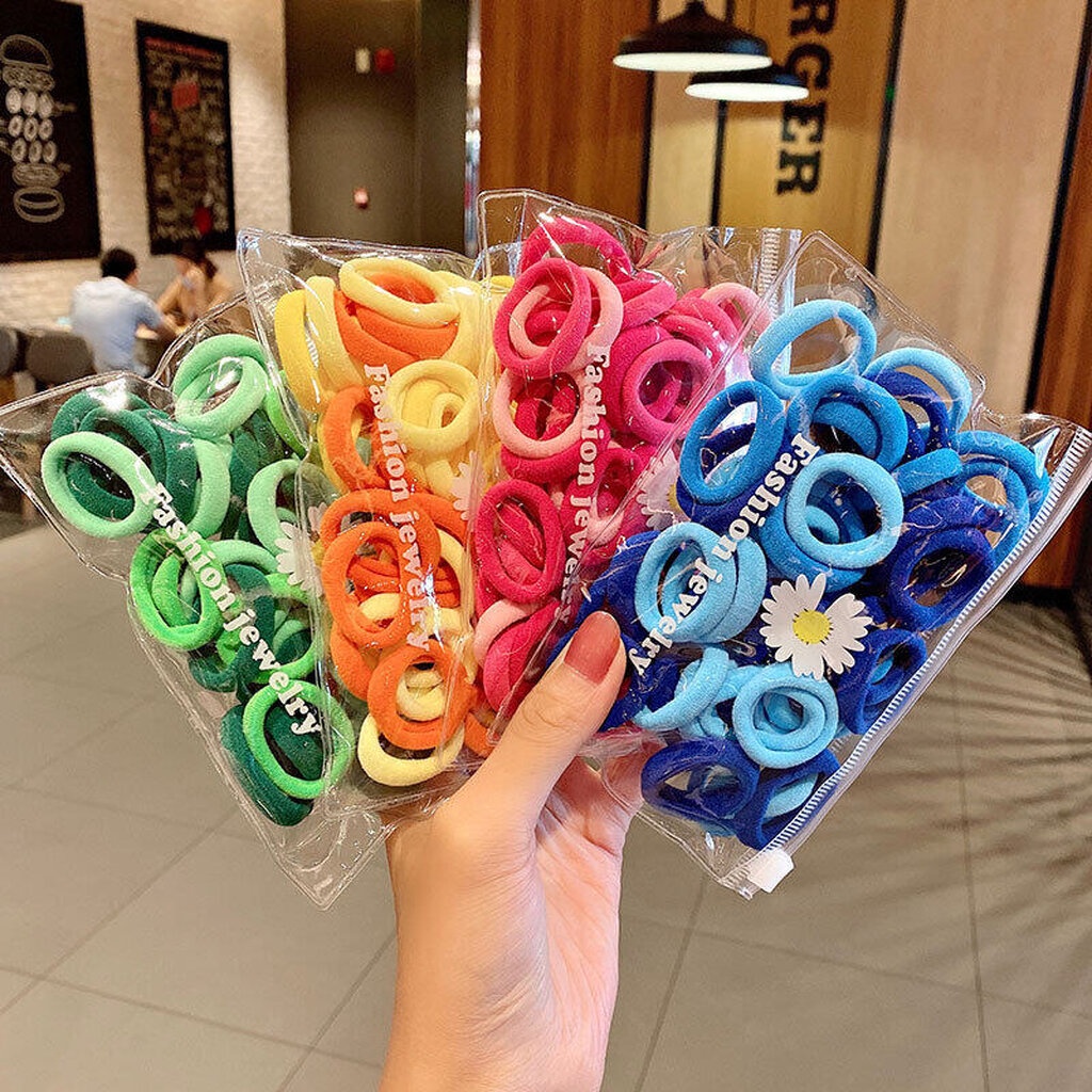 บ้านพลู🏠 ยางรัดผมเด็ก ยางสีรัดผม ไม่กินผม สำหรับเด็ก ขนาด 2-2.5 ซม.