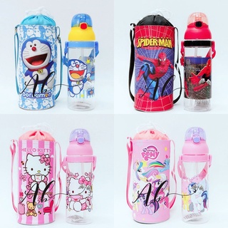 Angel Baby Spiderman Doraemon My Little Pony Hello Kitty ขวดน้ําเด็ก เป้อุ้มขวดน้ํา 600 มล. ชุด