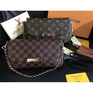 พร้อมส่ง..สะพายข้างสไตล์ Louis Vuitton ฝาพับมีสายโซ่สีทอง ด้านในบุซับในกำมะหยี่ กระเป๋าสำหรับผู้หญิงพร้อมกล่อง