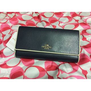 COACH WALLET กระเป๋าตังค์หนังแท้ ทรงยอดฮิต กระเป๋าไม่ตุง ไม่บาน สี MIDNIGHT แท้ ใหม่ 100% จากอเมริกา