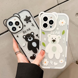 หมีน่ารัก เคสใส For iPhone 11 ฝาครอบเคส for iphone 14 13 12 Pro Max 11Pro 12Pro 13Pro  ProMax i11 i12 i13 โปร่งใส ปกหลัง