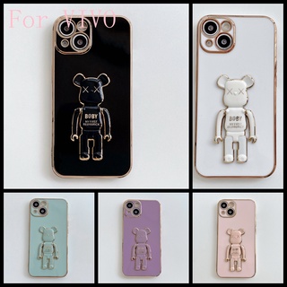 เคส vivo Y91i Y93 Y91 Y95 Y51 2020 Y31 V21 V20 V20 SE V17 เคสโทรศัพท์เคลือบหมีแบบตรงขอบ 90° รุนแรง