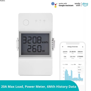 Aubess Sonoff POW Elite 16a/20a Power Sensor สวิตช์อัจฉริยะพร้อมชิป Esp32ป้องกันการโอเวอร์โหลดพร้อมหน้าจอ LCD ผ่าน Ewelink Alexa Google Home