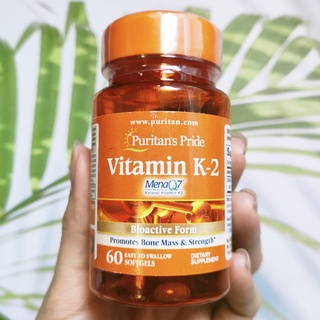 วิตามินเค 2 Vitamin K2 with MenaQ7 50 mcg 60 softgels (Puritans Pride®) K-2 K 2