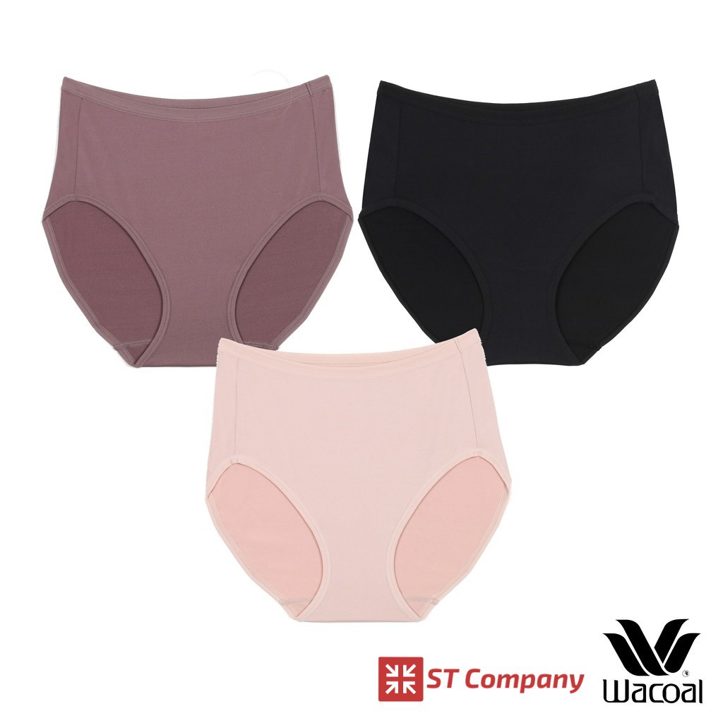 Wacoal Panty กางเกงใน ทรง เต็มตัว ขอบเรียบ สีดำ-เบจ-น้ำตาล (3 ตัว) กางเกงในผู้หญิง ผู้หญิง วาโก้ เต็มตัว รุ่น WU4C34