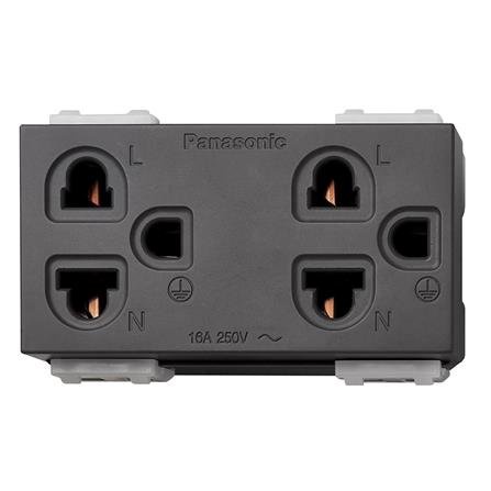 ปลั๊กและสวิตช์ไฟฟ้า เต้ารับคู่ 3 ขา+กราวด์ PANASONIC WEGN 15929 H สีเทา ใช้สำหรับเชื่อมต่อกับอุปกรณ์