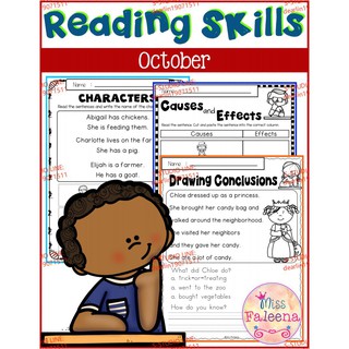 October Reading Skills English Language Arts, Reading, Reading Strategiesการฝึกอ่านภาษาอังกฤษ การเรียนภาษาอังกฤษโรงเรียน