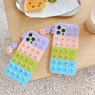 Push It Bubble Relieve Stress Fidget Toys Case for Samsung Galaxy A12 A32 A52 A72 A11 A71 A51 A31 A01 A21 A10E A02 A02s Note 20 Ultra Rainbow Expression Soft Funda Cover