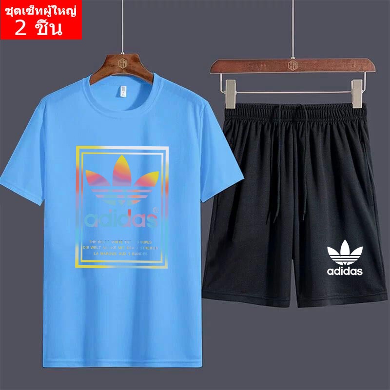 BK444+FF249 /3สี ชุดเซ็ทแขนสั้น+กางเกงสีดำขาสั้น เสื้อยืดสกรีนลาย